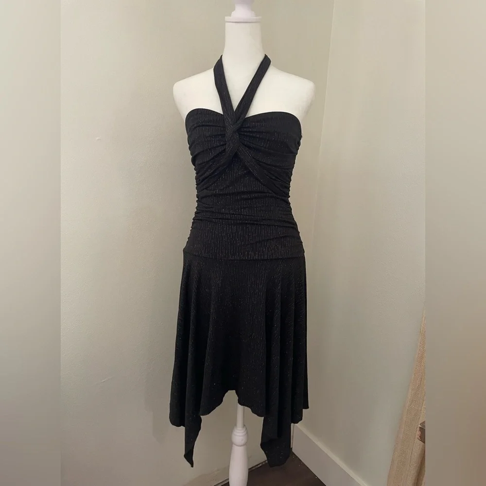 VTG Y2K Speechless Black asymmetrical halter Dress Size M Goth Fairy Whimsygoth